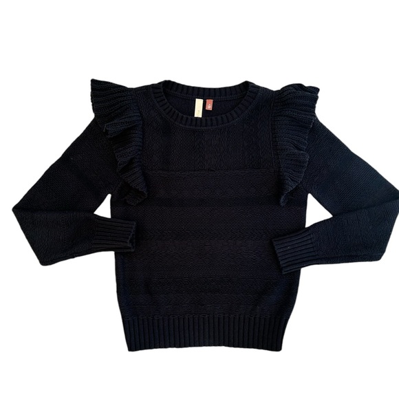 Pilcro Anthropologie Ruffled Sweater XS DarkAcademia Whimsigoth - Picture 4 of 16